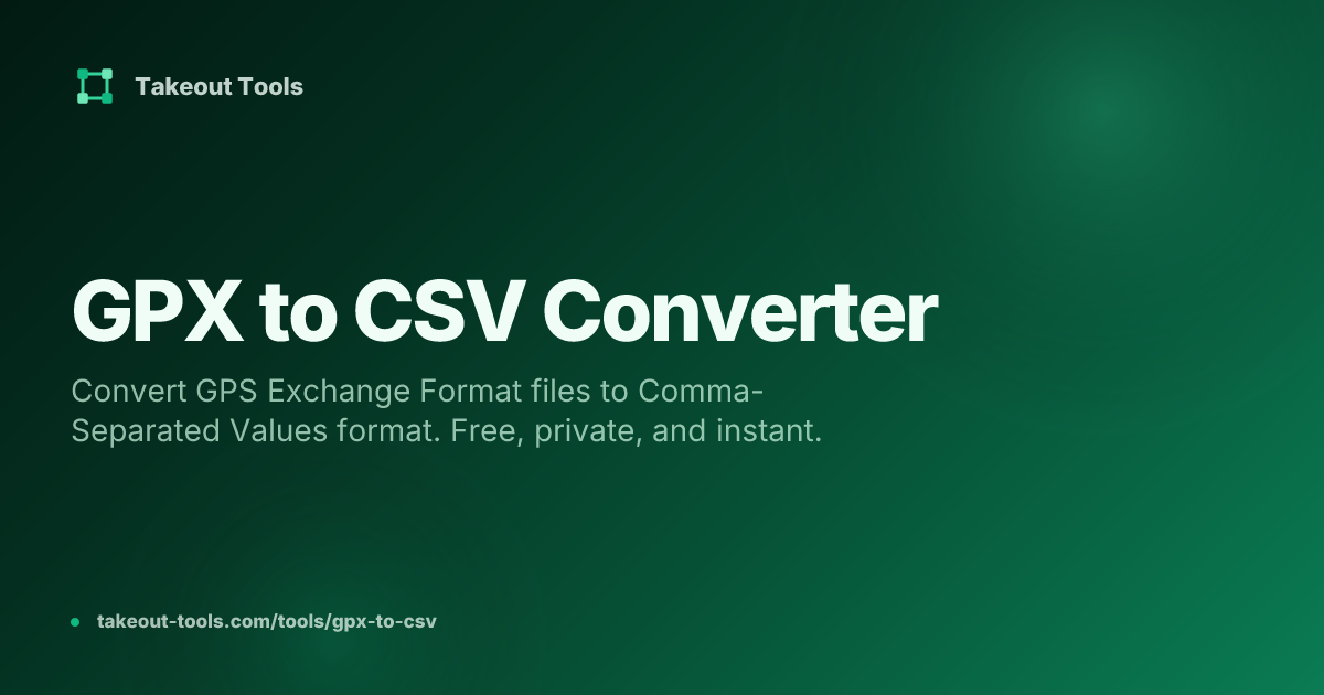 GPX to CSV Converter - Free Online | Takeout Tools